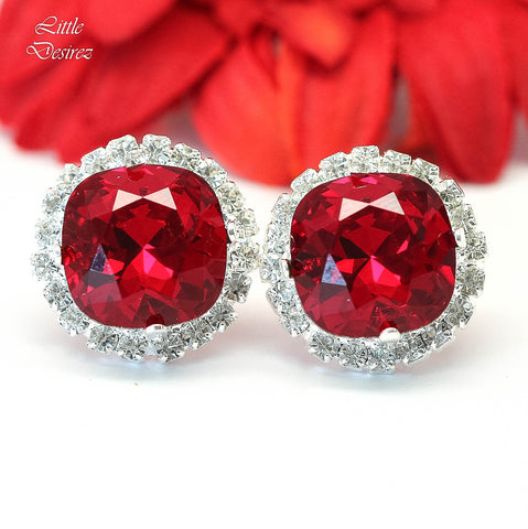 Red Earrings Stud Earrings Holiday Jewelry Crystal Earrings Bridesmaid Earrings Dark Red Earrings Deep Red Earrings Crimson Earrings SI50S