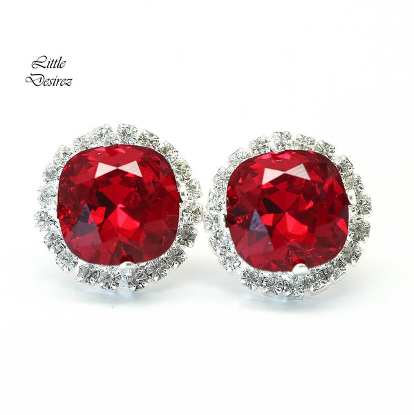 Red Earrings Stud Earrings Holiday Jewelry Crystal Earrings Bridesmaid Earrings Dark Red Earrings Deep Red Earrings Crimson Earrings SI50S