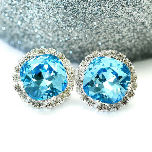 Blue Stud Earrings Large Studs Rhinestone Earrings Bridal Earrings Wedding Earrings Bridesmaid Gifts Blue Earrings Post Earrings AQ50S