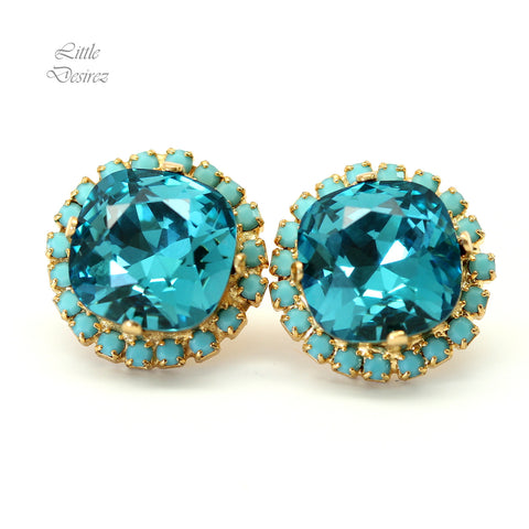 Blue Bridal Earrings Dark Blue Earrings Austrian Crystal IN50S