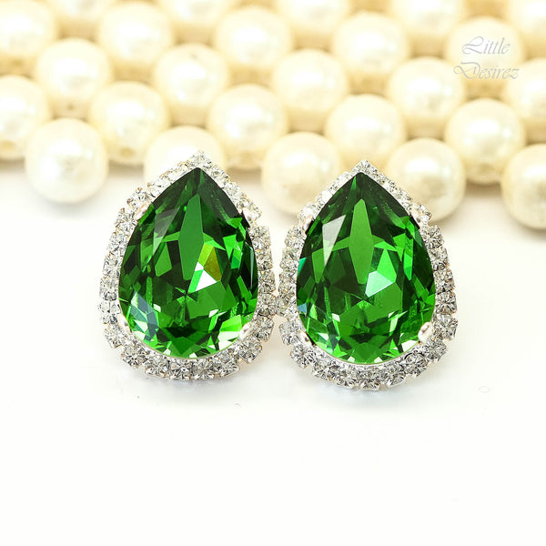 Green Stud Earrings Green Earrings Crystal Green Studs Bridal Green Earrings Bridesmaids Earrings Bridesmaids Gift Gift For Her FG31S