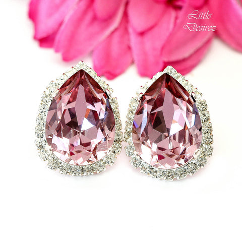 Bridal Blush Pink Stud Earrings Dusty Pink Crystal Bridal Stud Earrings Bridesmaids Earrings Pink Blush Halo Stud Earrings Gift For Her BP31S