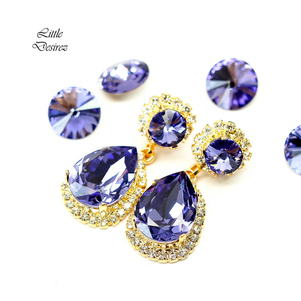 Purple Earrings Bridal Chandelier Earrings Wedding Drop Earrings Swarovski Tanzanite Dangle Earrings Prom Jewelry TZ31DD