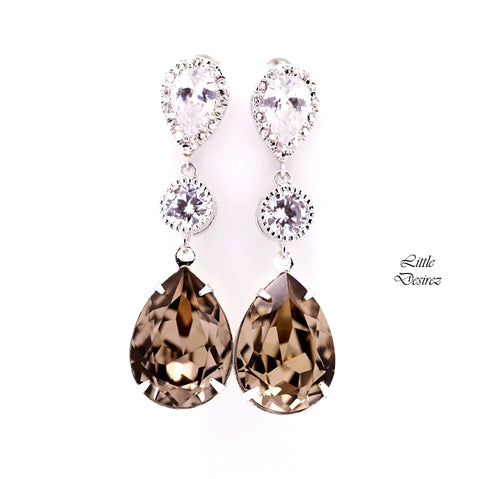 Brown Earrings Gift for Her Bridesmaid Earrings  Earrings Sterling Silver Nude Earrings Taupe Jewelry Beige Earrings GB31PC