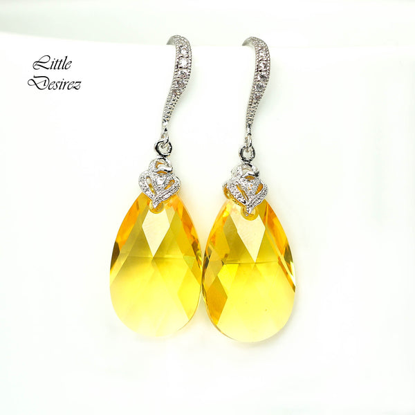 Yellow Earrings Yellow Sunflower Earrings Lemon Zest Canary Yellow Sunshine Yellow Bridesmaid Earrings Yellow Stone Crystal Earrings LT32H