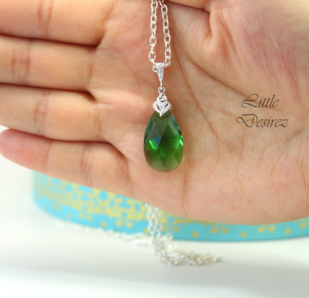 Long Emerald Earrings and Necklace Set Jewelry Set Emerald Jewelry Bri –  Little Desirez Jewelry