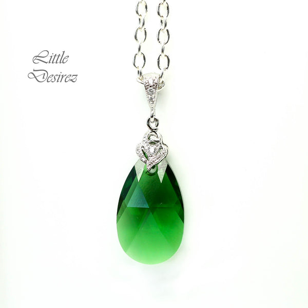 Green Earrings Emerald Earrings  Crystal Dark Moss Earrings Dark Green Earring Cubic Zirconia Bridesmaid Gift Holiday Jewelry DM32P