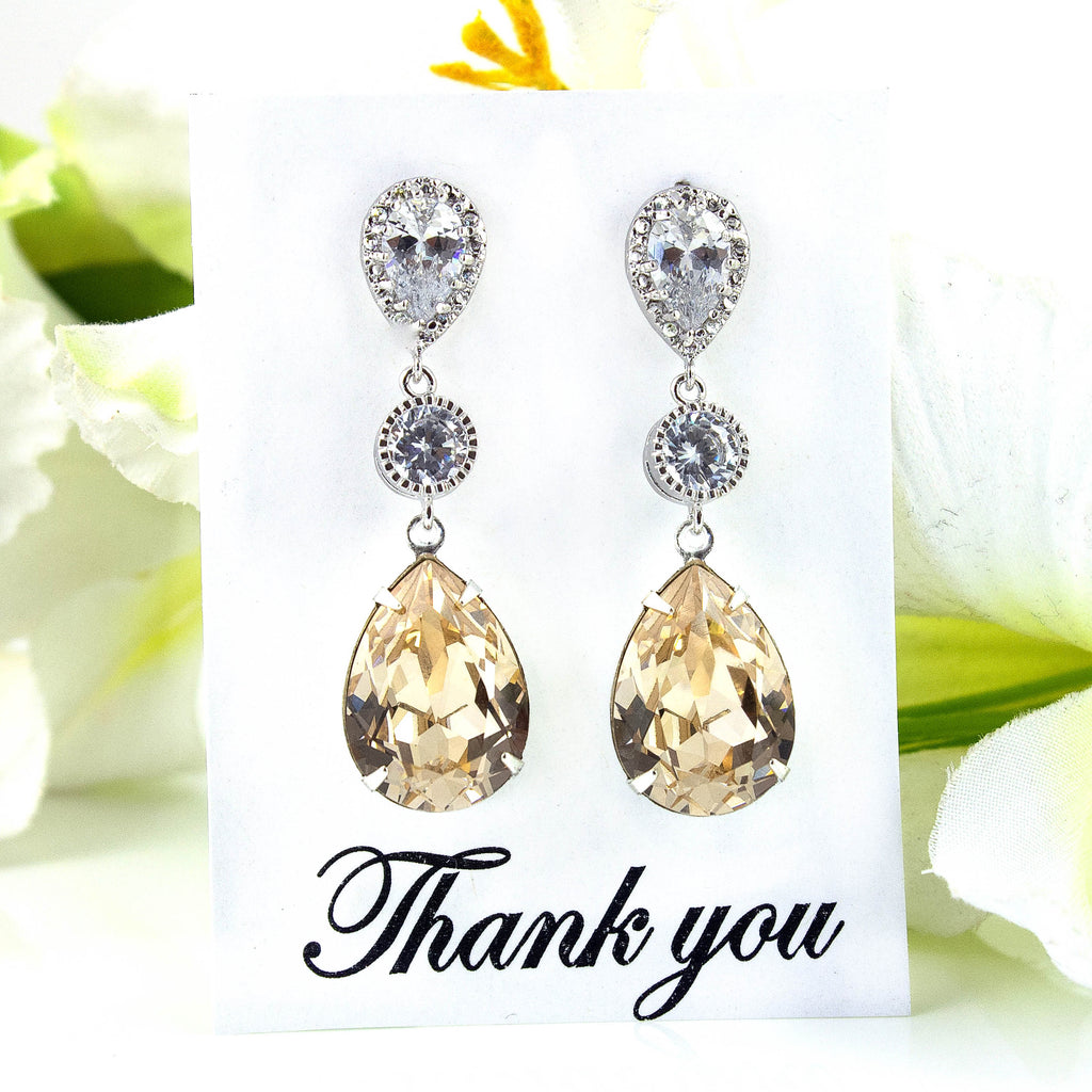 Champagne on sale bridal earrings