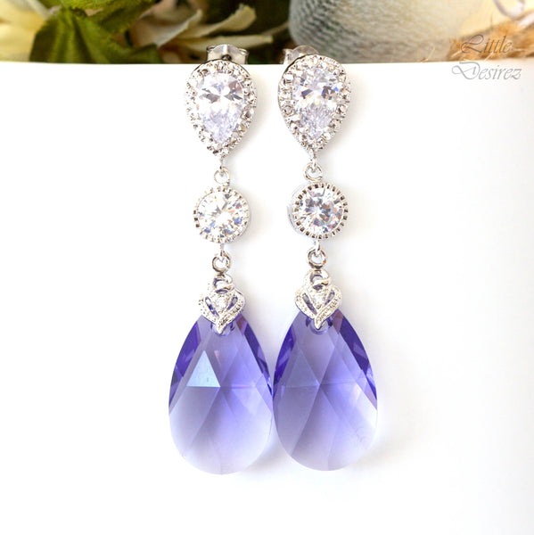 Purple Earrings Bridesmaid Gift Swarovski Tanzanite TZ32PC