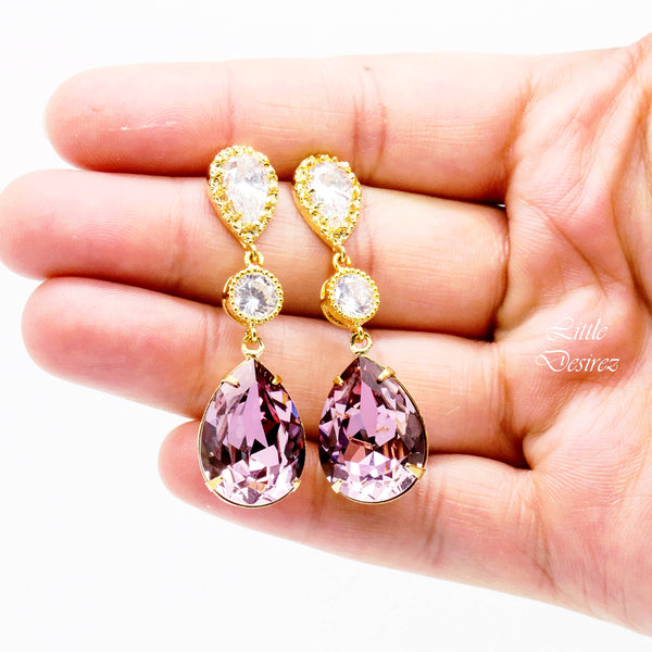 Blush Pink Earrings Gold Earrings Bridesmaid Earrings BP31PC