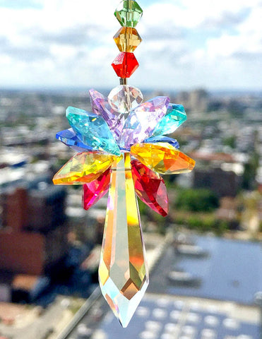 Suncatcher Crystal Suncatcher Chakra Colors Rainbow Ornament Chakra Suncatcher Crystal Prism Aurora Borealis Star Sunburst Cluster