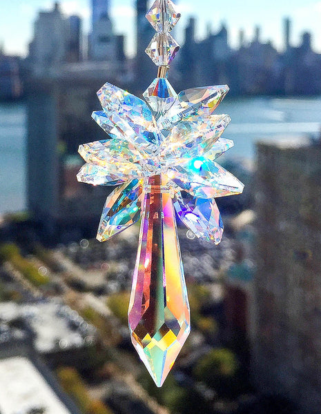 Suncatcher Crystal Aurora Borealis Clear AB Rainbow Suncatcher Decorative Glass Ornament Crystal Accent Holiday Decor Window Decor