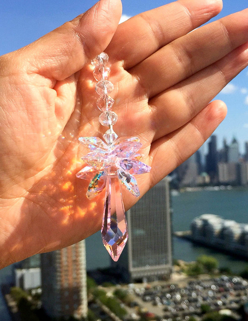 Pink and Silver Suncatcher Clear AB Suncatcher Crystal Aurora Borealis –  Little Desirez Jewelry