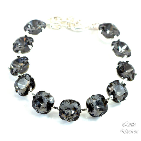 Gray Bracelet Crystal Cuff Bracelet Dual Gray Bracelet Silver Night SN50BR