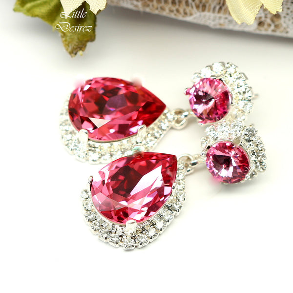 Chandelier Earrings Pink Earring Long Crystal Earring Dangle Earrings Bridal Earrings RP31DD