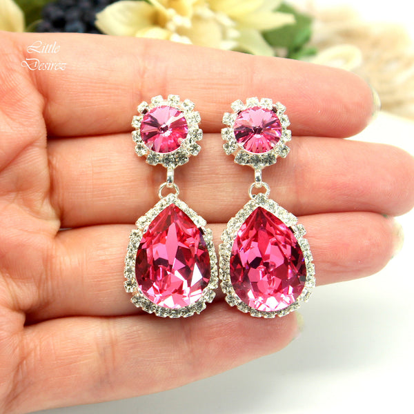 Chandelier Earrings Pink Earring Long Crystal Earring Dangle Earrings Bridal Earrings RP31DD