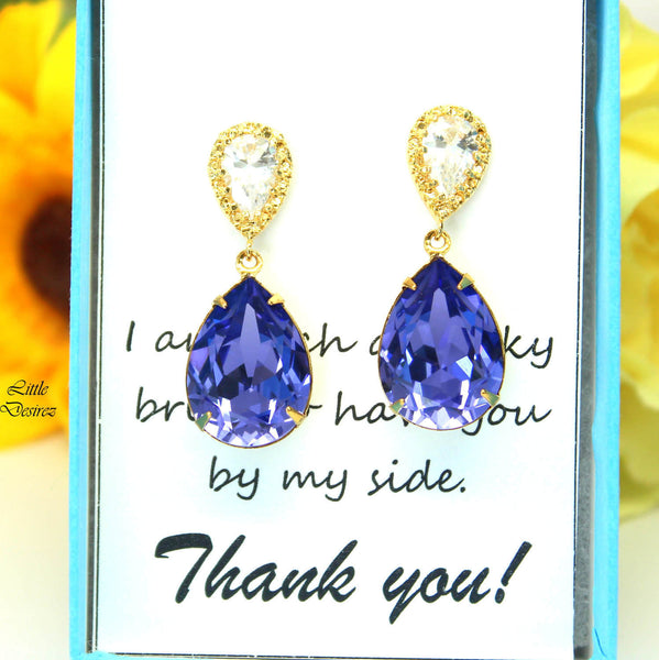 Purple Bridal Earrings Tanzanite Earrings Purple & Gold Earrings Lavender Earring Lilac Earring Purple Jewelry TZ31P