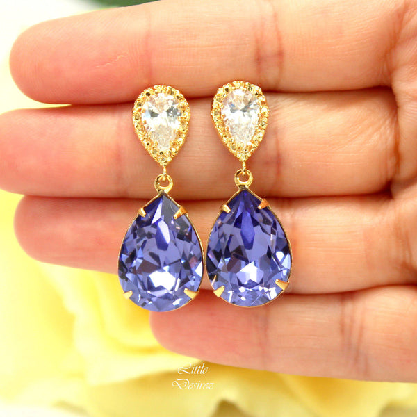 Purple Bridal Earrings Tanzanite Earrings Purple & Gold Earrings Lavender Earring Lilac Earring Purple Jewelry TZ31P