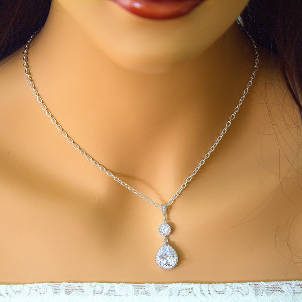 Bridal Necklace Wedding Jewelry Cubic Zirconia Necklace Vintage Inspired Designer Jewelry LILA