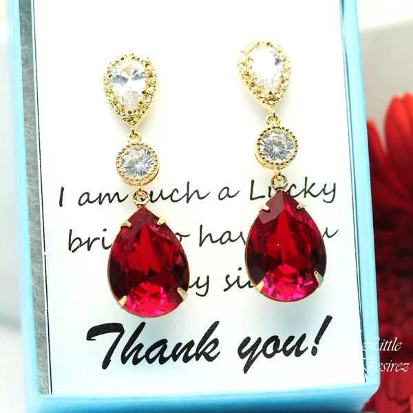 Red Gold Earrings Earrings Crystal Earrings Dark Red Earrings Crimson Earrings Dark Red Earrings Red Jewelry Sparkly SI31PC