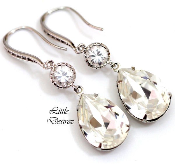 Bridal Earrings Teardrop Earrings Swarovski Earrings Crystal Clear Earrings Bridesmaid Earring Wedding Jewelry CC31HC