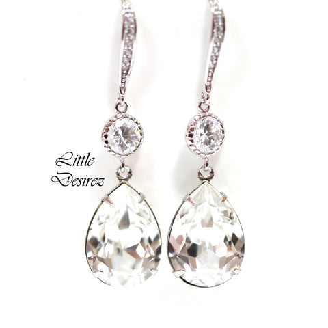 Bridal Earrings Teardrop Earrings Swarovski Earrings Crystal Clear Earrings Bridesmaid Earring Wedding Jewelry CC31HC