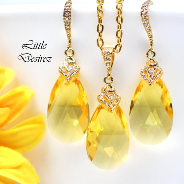 Yellow Necklace Light Topaz Pendant Necklace Yellow Bridesmaids Gift Lemon Zest Canary Yellow November Birthstone LT32N