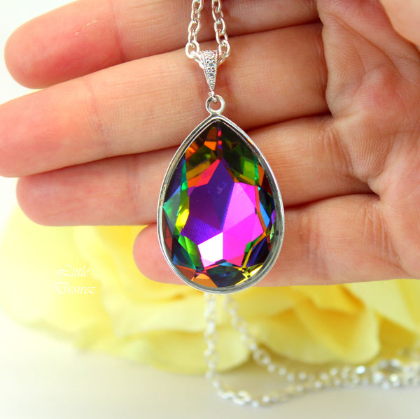 Layering Necklace Colorful Necklace Teardrop Crystal Bridesmaid Gift Crystal Statement Necklace Teardrop Necklace Unique VM42N