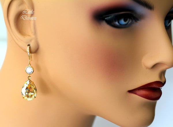 Gold Bridal Earrings Golden Shadow Earrings Sparkling Earrings Glitzy Jewelry Bridesmaid Earrings Wedding Bridal Jewelry GS31HC
