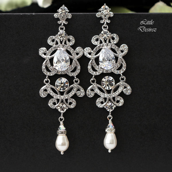 Elegant Vintage Style Rhinestone Chandelier Earrings MAYA