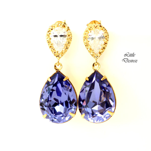 Purple Bridal Earrings Tanzanite Earrings Purple & Gold Earrings Lavender Earring Lilac Earring Purple Jewelry TZ31P