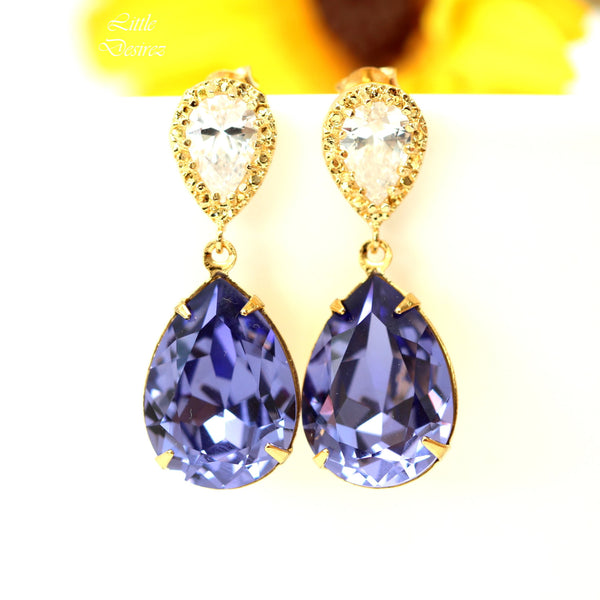 Purple Bridal Earrings Tanzanite Earrings Purple & Gold Earrings Lavender Earring Lilac Earring Purple Jewelry TZ31P