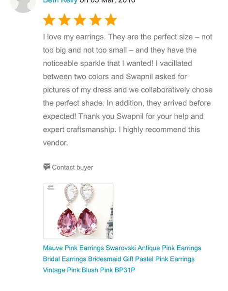 Mauve Pink Earrings Antique Pink Earrings Bridal Earrings Bridesmaid Gift Pastel Pink Earrings Vintage Pink Blush Pink BP31P